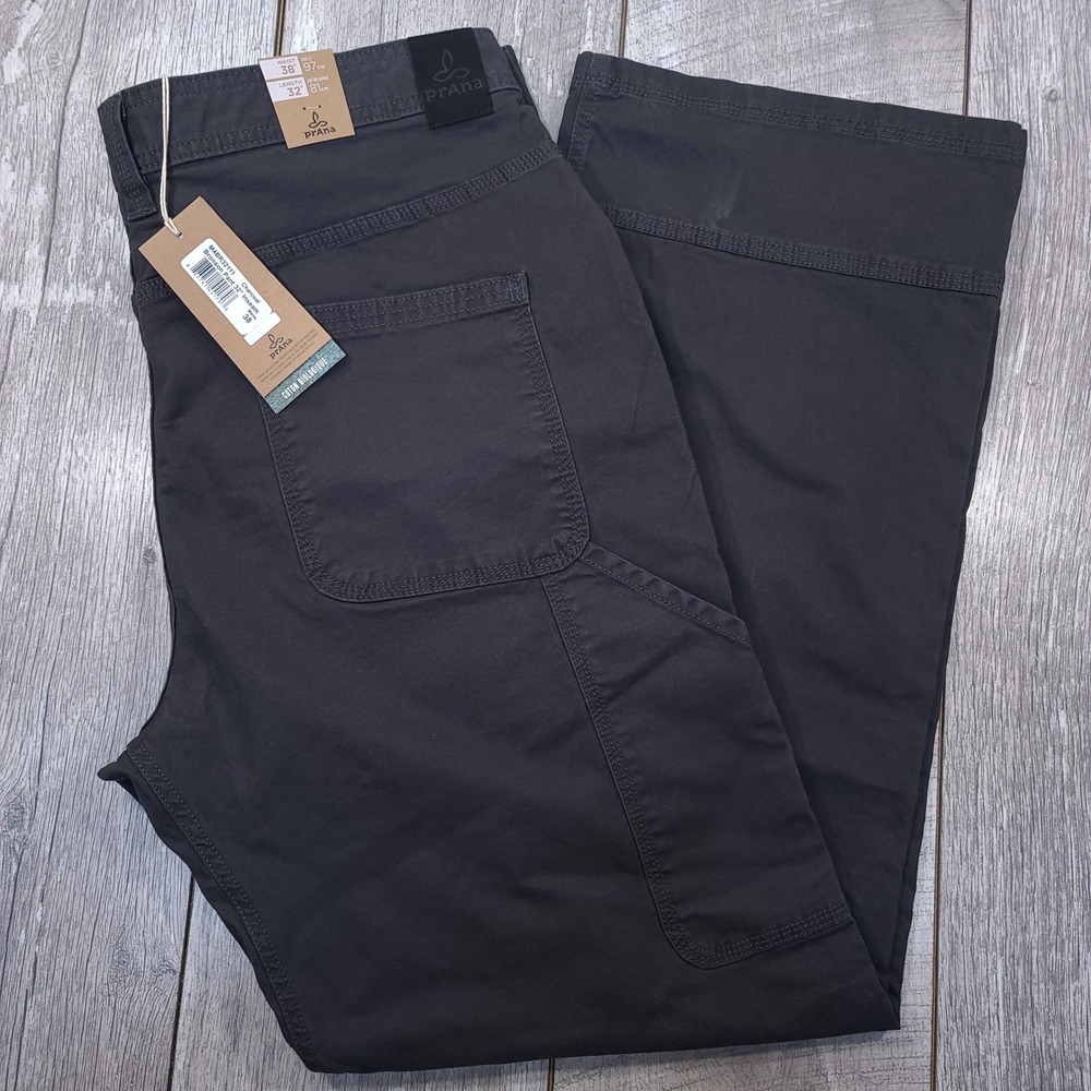 Prana Pants Mens 38x32 Charcoal Bronson Organic Stretch Work Utility Trousers